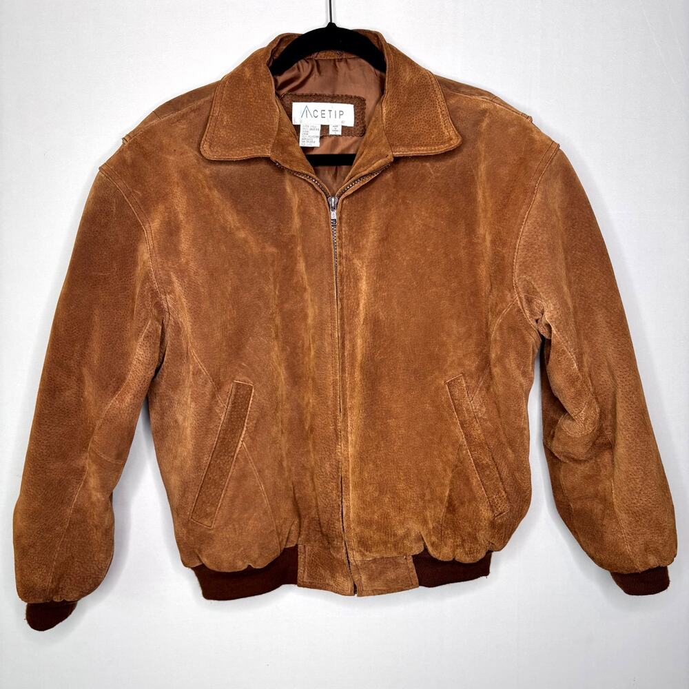 Vintage Brown Suede Bomber Jacket